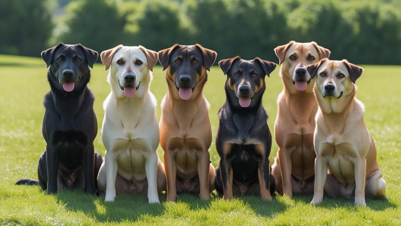Different coat color variations of Labrador and German Shepherd Mix