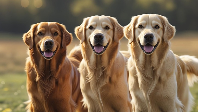 Different coat colours of Golden Retriever